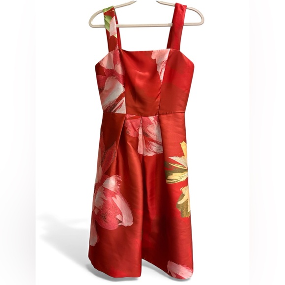 Kay Unger New York Floral-Print Sleeveless Mikado Cocktail Dress w/ Pockets 6 - Picture 8 of 17